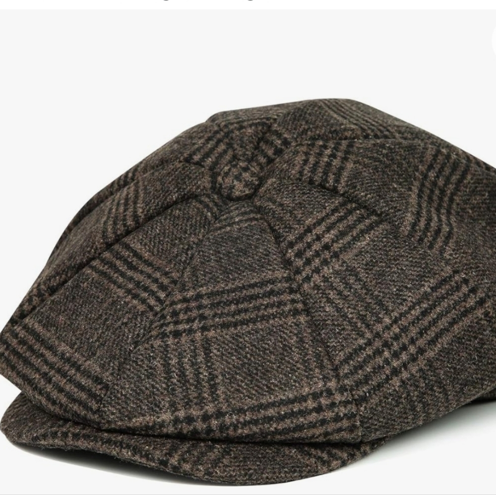 Comfy USA Brown Plaid Newsboy Cap